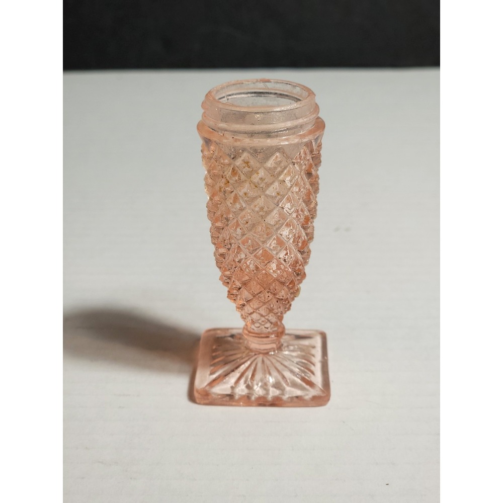Vintage Pink Depression Glass Salt Pepper Shaker Base Diamond Pattern 1920-1949